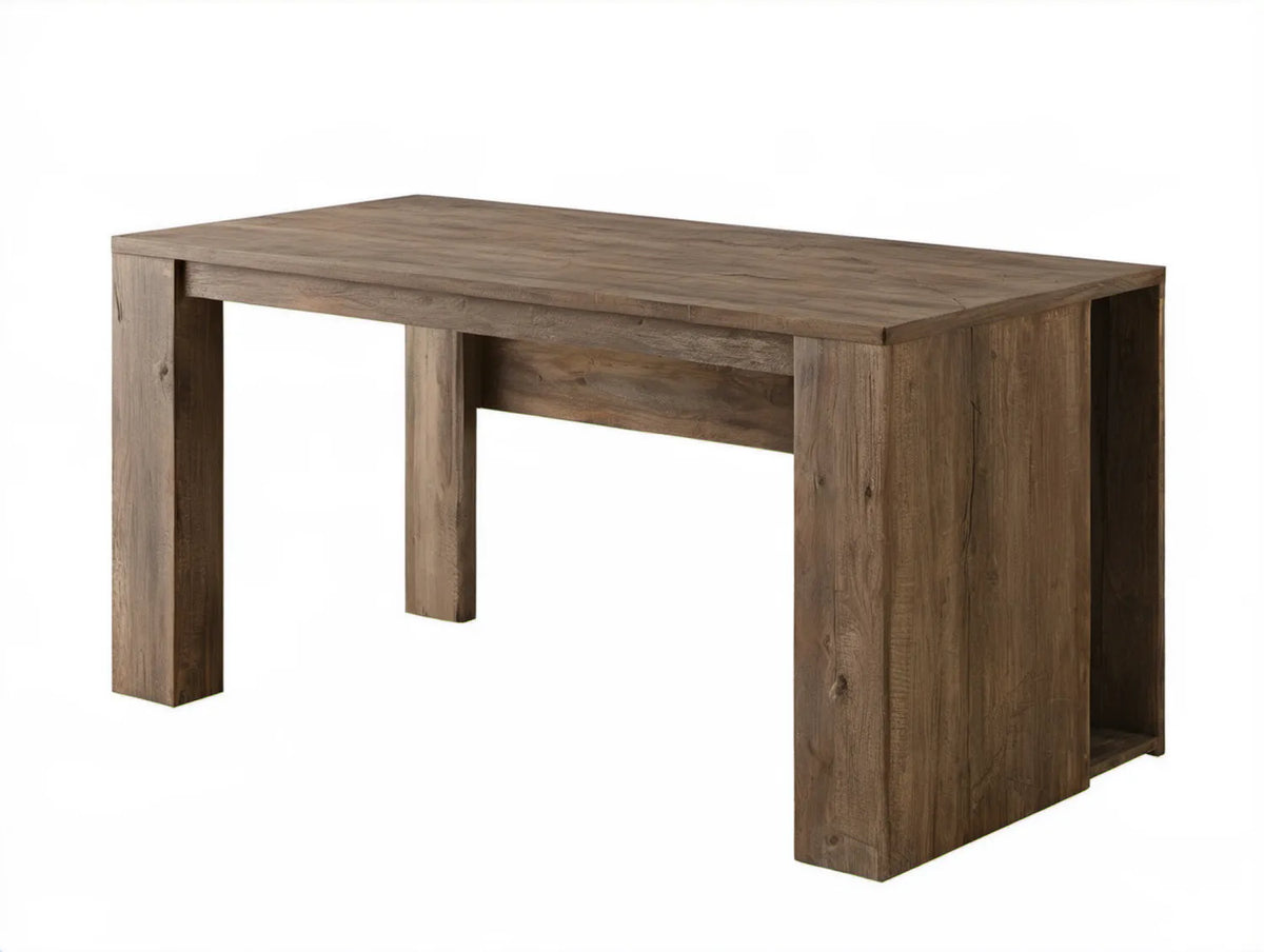 Rustykalne biurko z litego drewna akacjowego, brązowe, 140 x 60 x 76 cm
