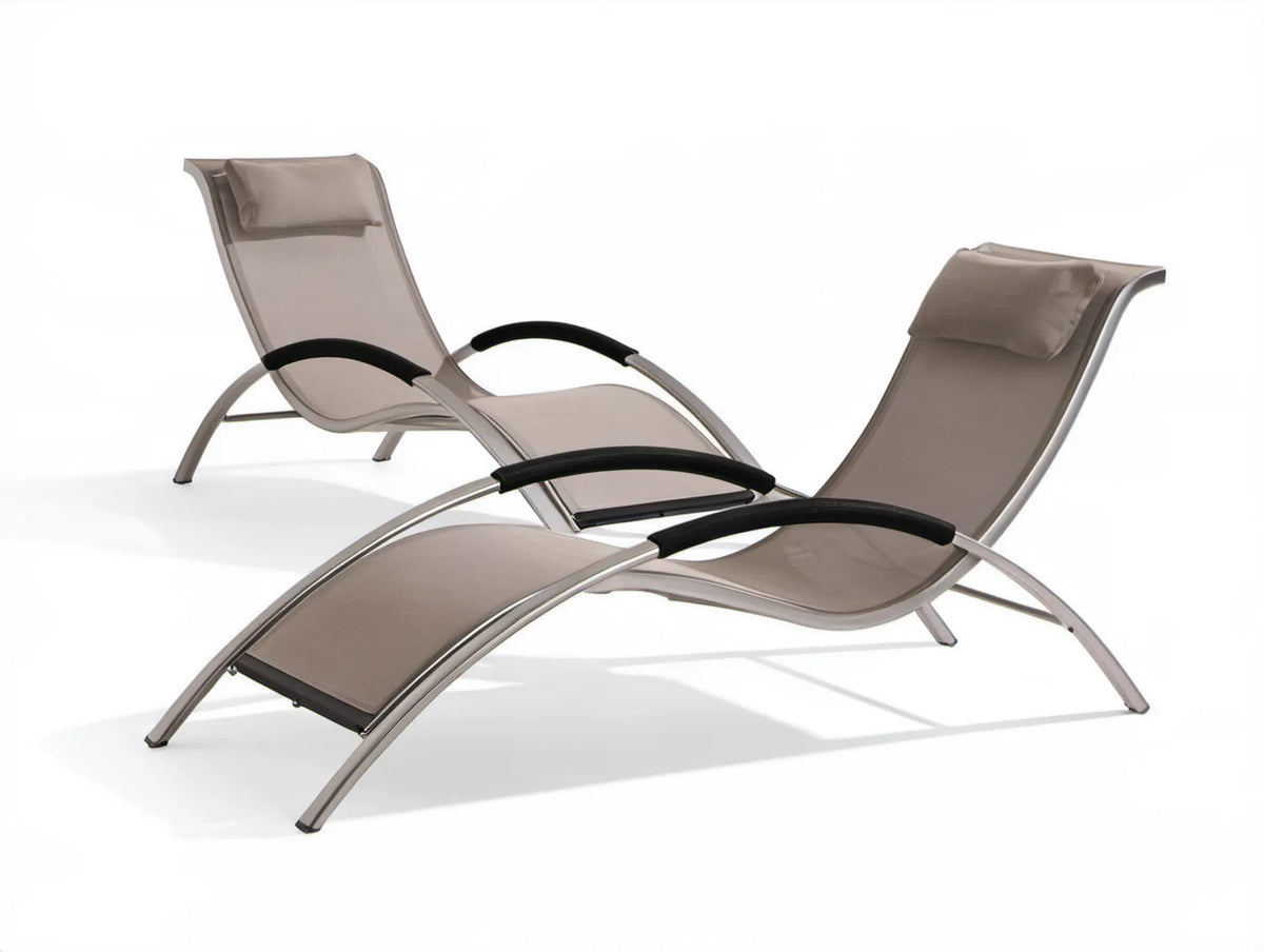 Zestaw 2 leżaków ogrodowych Taupe ze stalowym stelażem 170 x 65 x 90 cm