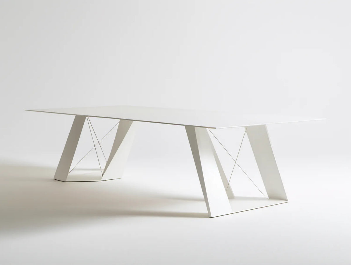 Biały prostokątny stół do jadalni MDF i stal 200 x 90 x 75 cm