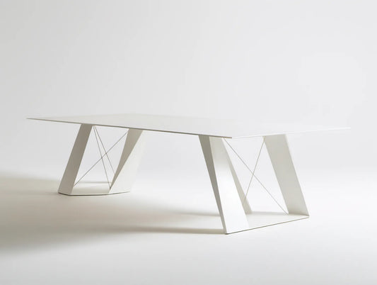 Biały prostokątny stół do jadalni MDF i stal 200 x 90 x 75 cm