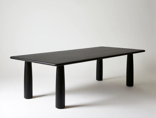 Czarny prostokątny stół z MDF i drewna kauczukowego 140 × 80 × 75 cm